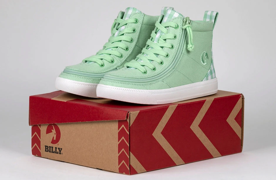 FINAL SALE - Green Gingham BILLY Classic Lace High Tops - Image 6