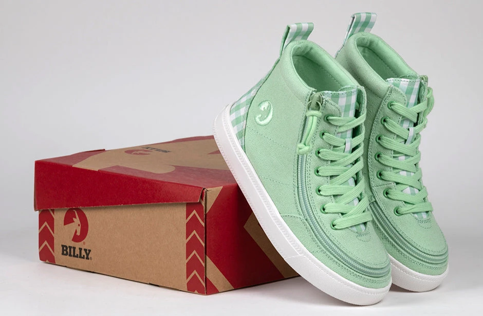 FINAL SALE - Green Gingham BILLY Classic Lace High Tops - Image 7