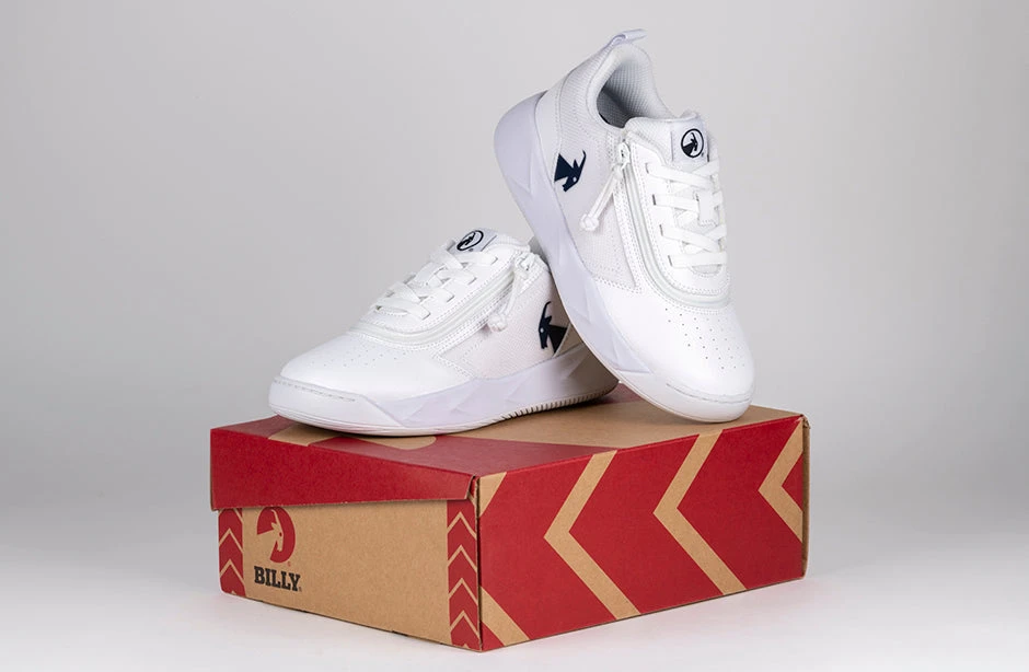 FINAL SALE - White/Navy BILLY Sport Court Athletic Sneakers - Image 8