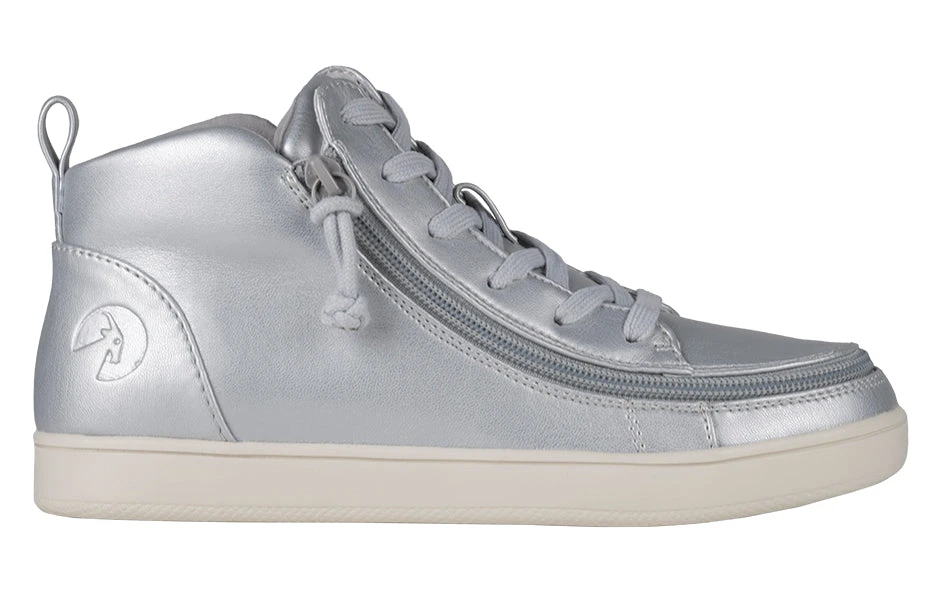 FINAL SALE - Women's Silver Grey Metallic BILLY Sneaker Lace Mid Tops - Image 2