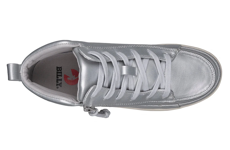 FINAL SALE - Women's Silver Grey Metallic BILLY Sneaker Lace Mid Tops - Image 3