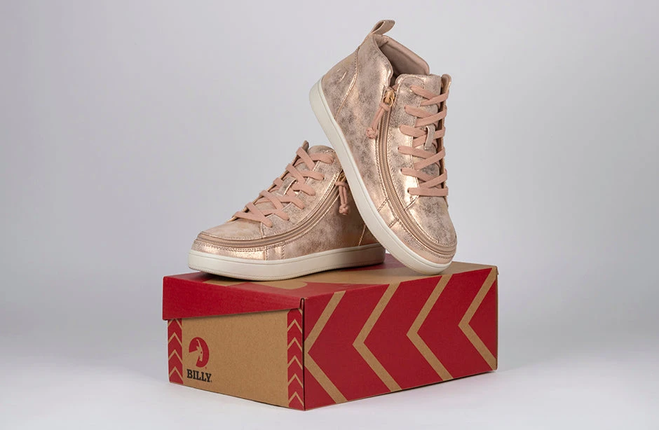 FINAL SALE - Women's Rose Gold BILLY Sneaker Lace Mid Tops - Image 8